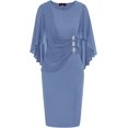 thumbnail image 1 of Hanna Nikole Robe à Manches Cape en Mousseline pour Femme, Grande Taille, Flatteuse, à Volants, avec Strass, Robe Crayon, 1 of 4