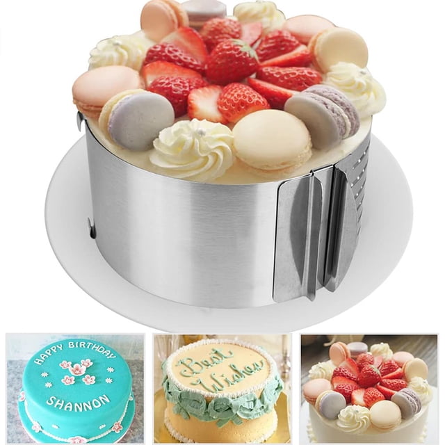 Adjustable Stainless Steel Cake Ring damp spots – 6-12 Inch Round Telescopic Mousse Baking Ring with Clear Scale – Rustproof 430 Steel – Professional Baking Tool – Cake Mould – Height 12cm