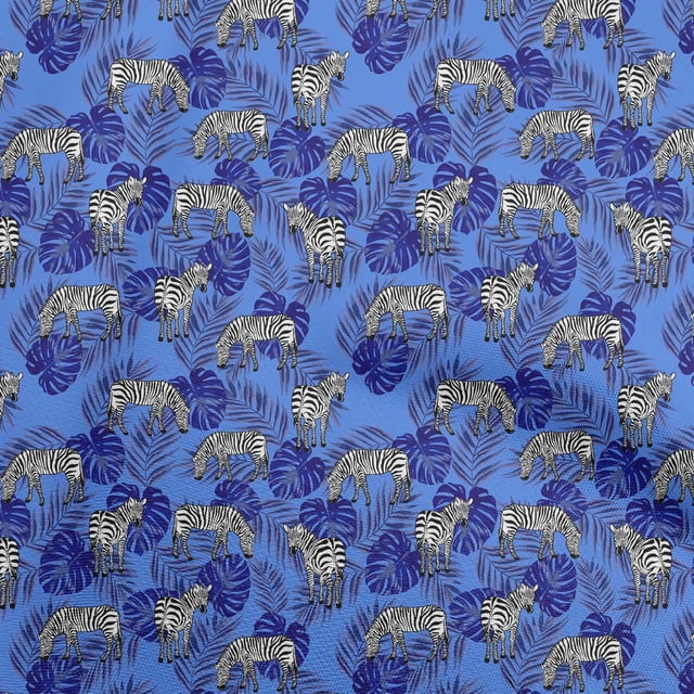 oneOone Georgette Viscose Blue Fabric Tropical Craft Projects Decor Fabric Printed By The Yard 42 Inch Wide