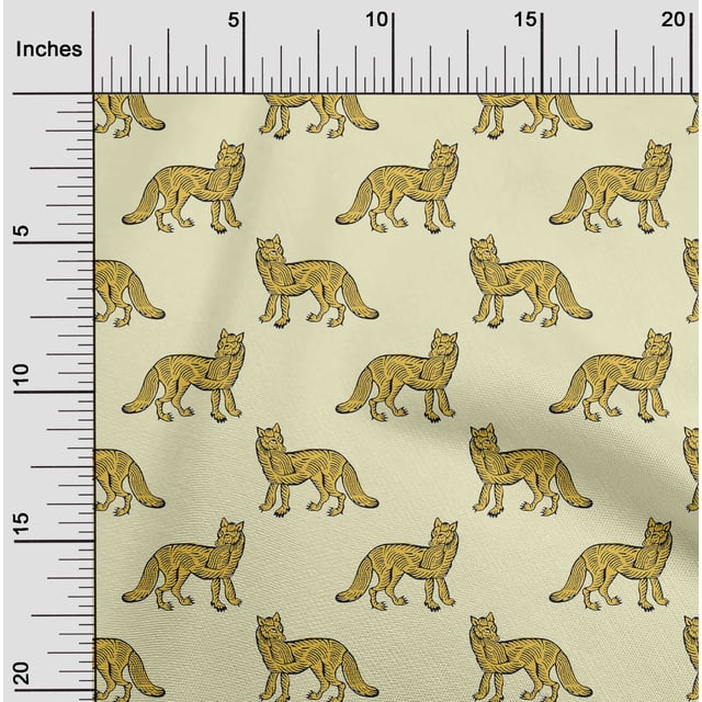 oneOone Cotton Flex Fabric Fox Block Print Fabric By The Yard 40 Inch Wide