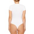 thumbnail image 4 of LUXUR Combinaison Femme Manches Courtes T-Shirt Body Col Rond Hauts Justaucorps Décontractés Couleur Unie Blanc m, 4 of 5