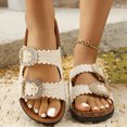 thumbnail image 2 of Women's Slide Platform Sandals Glitter Rhinestone Wide Width Dress Sandals Buckle Strap Non Slip Walking Shoes Beige Size 7.5, 2 of 5