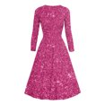 thumbnail image 4 of Offre Limitée Iumwxz Robe à Manches Longues Col en V pour Femmes Robe Tunique Robe de Performance Robe Imprimée Brillante Robes Longues pour Femmes Robe Ample Fluide pour la Rue, 4 of 4