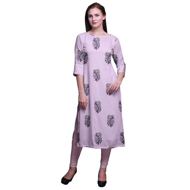 Bimba Kurta à Manches 3/4 Imprimée Kurti Droite Vêtements d'Été pour Femmes