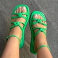 thumbnail image 1 of Mefallenssiah Women'S Solid Color Comfortable Slippers Round Head Button Up Beach Sandals, 1 of 4