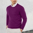 thumbnail image 2 of LUOGENLI Chandail de Noël pour Homme à Capuchon Masculin Automne et Hiver Lisse Confortable Léger Drapé Doux Peau Texturée Ajusté Col Rond Manches Longues Vestes de Chandail pour Hommes 5TG Violet Taille m, 2 of 8