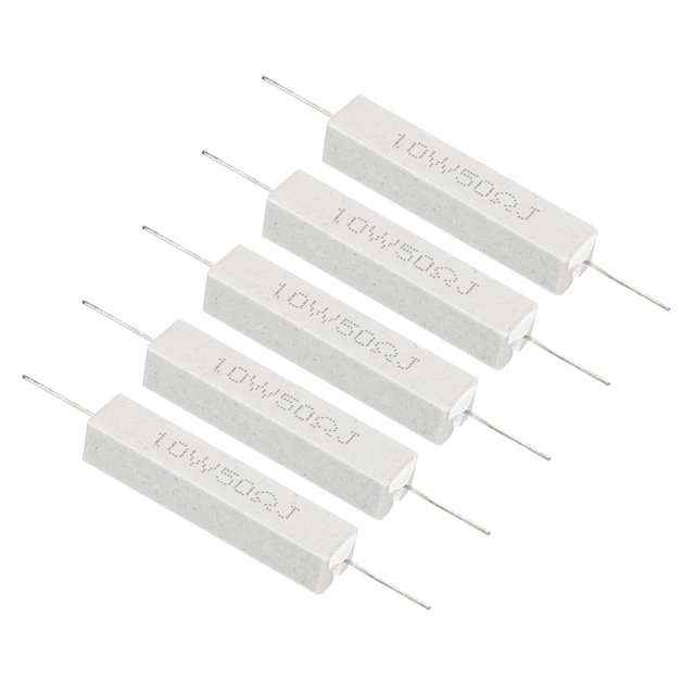 Unique Bargains 5 Pcs Résistances 50 Ohms, Résistance Ciment Céramique 10W Kit de Résistance Ciment de Puissance Tolérance 5 % pour Adaptateurs d'Alimentation Audio