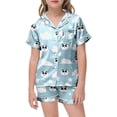 thumbnail image 4 of Ensemble de Pyjama en Satin pour Petites Filles, Ensemble de Pyjama pour Enfants à Boutons, Tenue d'Intérieur Classique, Pyjamas de Noël pour Enfants 8-10 Ans, 4 of 5