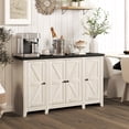thumbnail image 2 of HOMCOM Buffet Bahut avec Tablettes Ajustables, Portes, Grain de Bois Blanc, 2 of 10