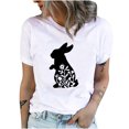 thumbnail image 1 of Pompotops Women Crewneck T Shirts Easter Rabbit Print Tees Short Sleeve T Shirt Blouse Tops, 1 of 9