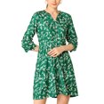 thumbnail image 1 of INSPIRE CHIC Robe Décontractée pour Femme à Fleurs, Col en V, Taille Cintrée, Manches Longues, 1 of 6