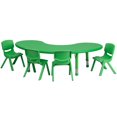 thumbnail image 1 of 35''W x 65''L Half-Moon Green Plastic Height Adjustable Activity Table Set with 4 Chairs, 1 of 2