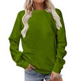 thumbnail image 1 of Dagegui Hauts Grande Taille pour Femmes Manches Longues Col Rond T-Shirt Couleur Unie Tunique Chandail Quotidien Vert Armée P, 1 of 5