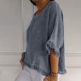 thumbnail image 4 of Plebaso Women's Cotton Linen T-Shirts Ruffle Sleeve Crew Neck Tee Shirts Solid Color Lightweight Tees Tops, 4 of 7