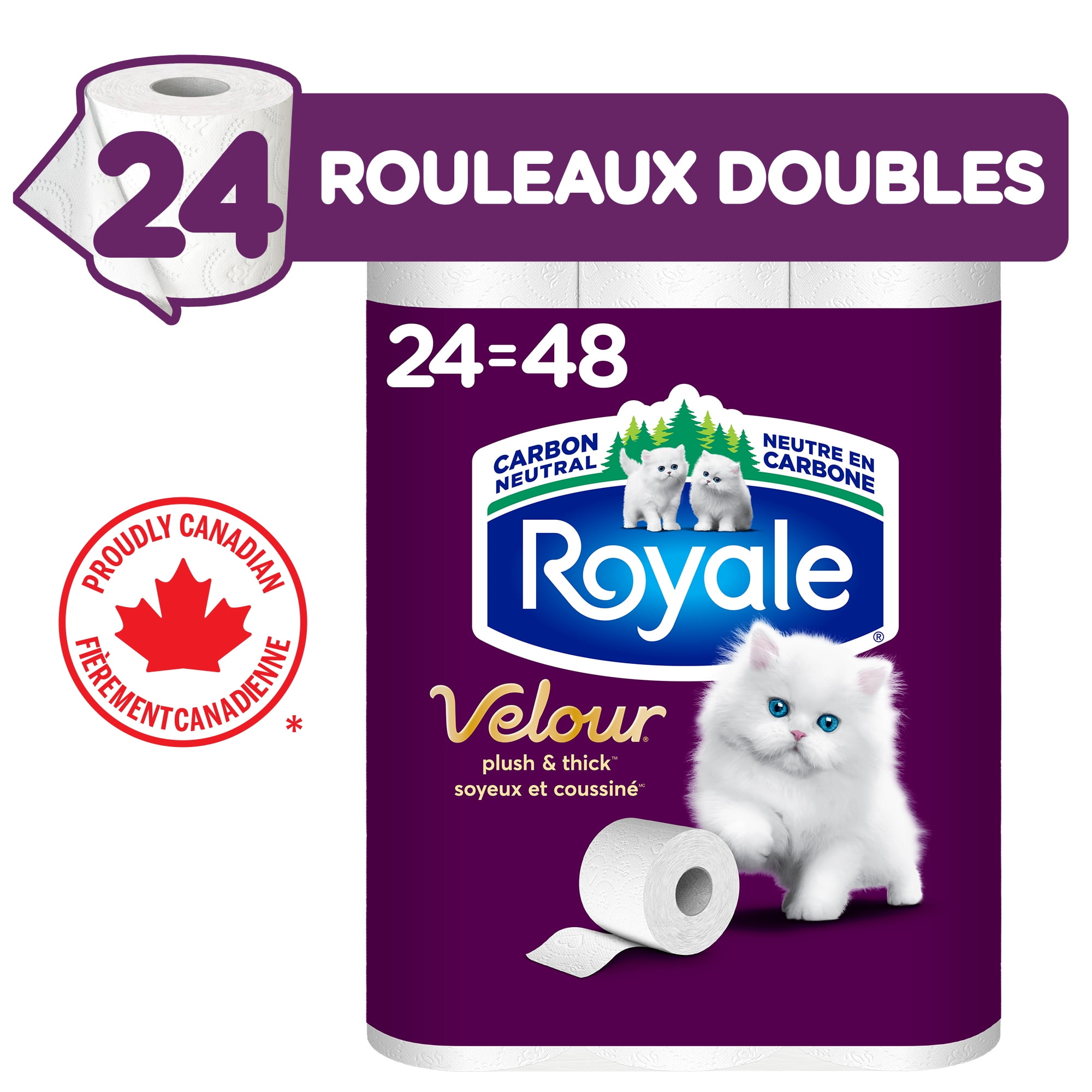 Royale Papier Hygiénique Velour, 24 équivalant à 48 rouleaux