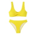 thumbnail image 4 of Penkiiy Women Triangle Halter Thong Bikini Set Ruffle Sexy String Two Piece Swimsuit Bathing Swimwear S Yellow, 4 of 4