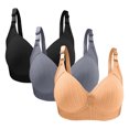 thumbnail image 1 of VEKDONE 3PC Woman's Large Size Solid Color Without Steel Ring Gathering Comfortable Bras Daily Bra Khaki 42/95, 1 of 3