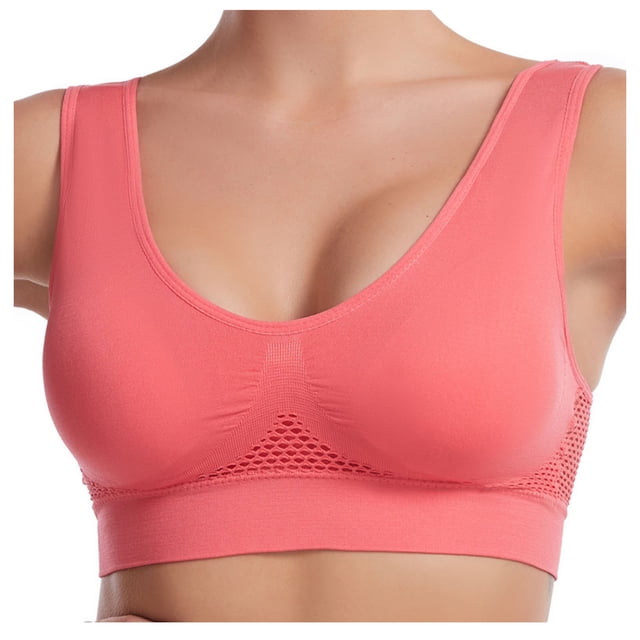 Women's Seamless Sports Bra Convertible Bra Feature V-Neck Molded Bra Style W-1248 Red-a 4XL