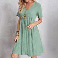 thumbnail image 2 of LOVZFMLL Robes d'Été pour Femmes Décontractées à Manches Courtes Col en V Robe de Plage Fluide à Volants Longueur Genou Vert Menthe TG, 2 of 9