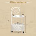 thumbnail image 3 of Gymax 2-Tier Mobile Glass Coffee Table w/ Bear Pattern Storage Basket Transparent & White, 3 of 10