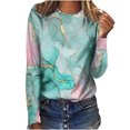 thumbnail image 1 of IROINID en Solde T-Shirt à Manches Longues en Polyester pour Femmes Confortable Dames Col Rond Hauts Amples T-Shirts Imprimés Blouse, Vert, 1 of 5