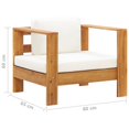 thumbnail image 1 of vidaXL Patio Chair with Cushion Cream Solid Acacia Wood, 1 of 6