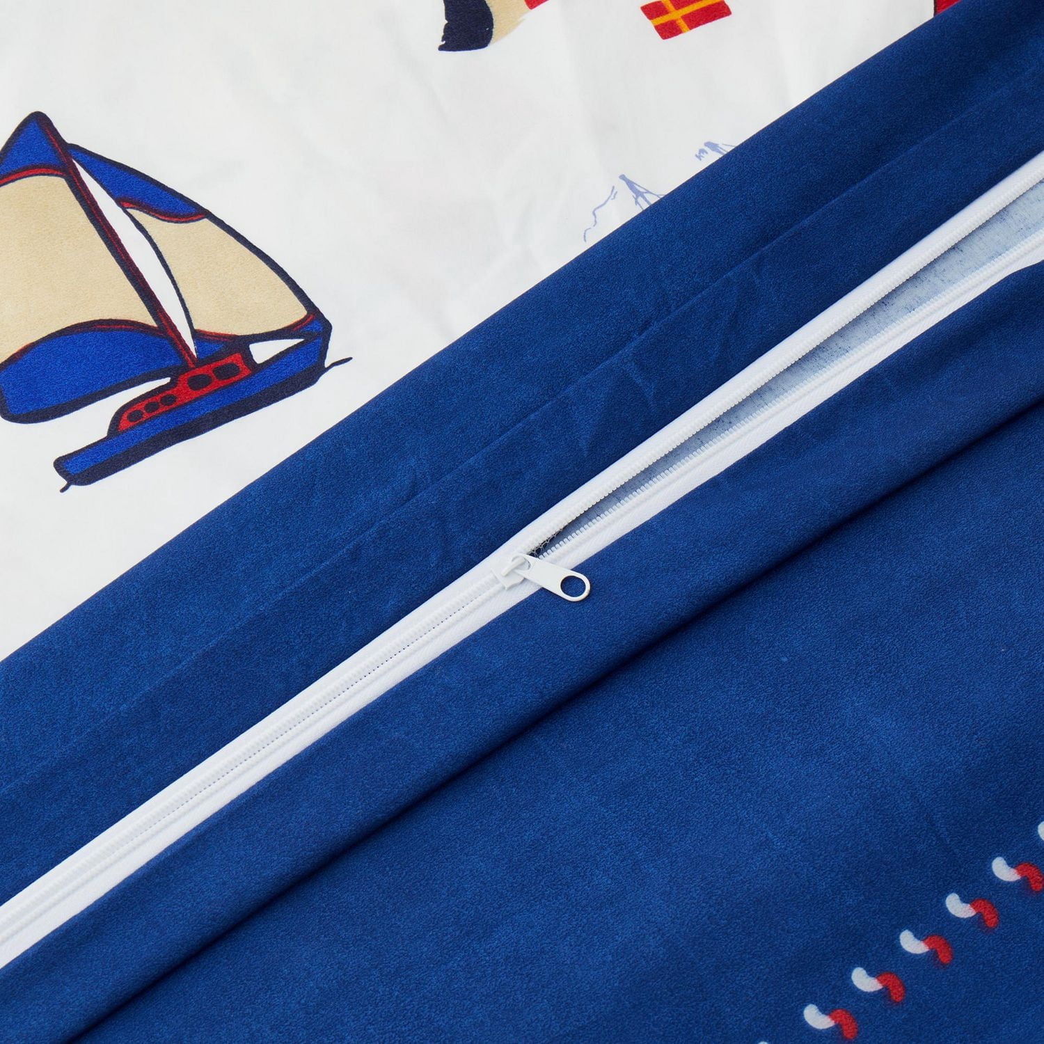 Literie en percale de coton doux 600 fils/cm², motif bateau à voile, housse de couette et drap-housse, motif marine, pour enfants et tout-petits