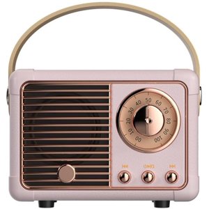 YSTINNG Haut-parleur Bluetooth rétro, radio sans fil Vintage Haut-Parleur Intérieur Extérieur Portable Petit haut-parleurs Bluetooth USB/TF Haut-parleur carte/AUX (Pink) C311-1815