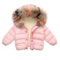 thumbnail image 1 of Kids Winter Jacket Winter Child Kids Solid Color Hoodie Zipper Coats Keep Warm Jacket Clothes, 1 of 5