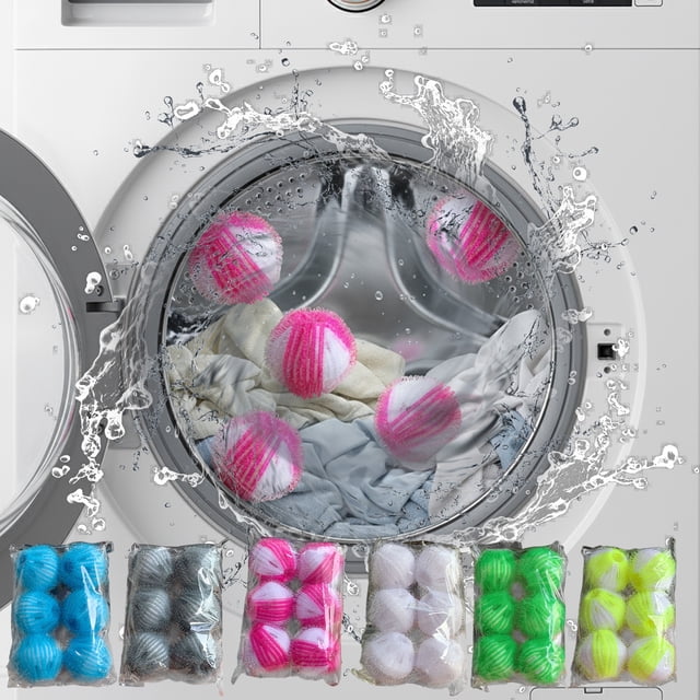 Yeciiwht Ensemble de Boules à Lessive 6 Pcs, Boules de Séchage Anti-Enroulement pour Vêtements à Adsorption et Épilation, Boule de Nettoyage Réutilisable pour Lessive, Boule Assouplissante pour Tissu pour Salle de Bain, Pâte à Laver