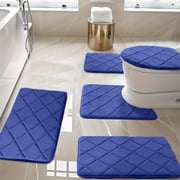 Bathroom Rugs Mat 5 Set, EDHITNR Extra Soft Absorbent Thick Foam Bath Rugs, Non-Slip Quick Dry Machine Washable Bath Mats for Bathroom Floor Tub Shower