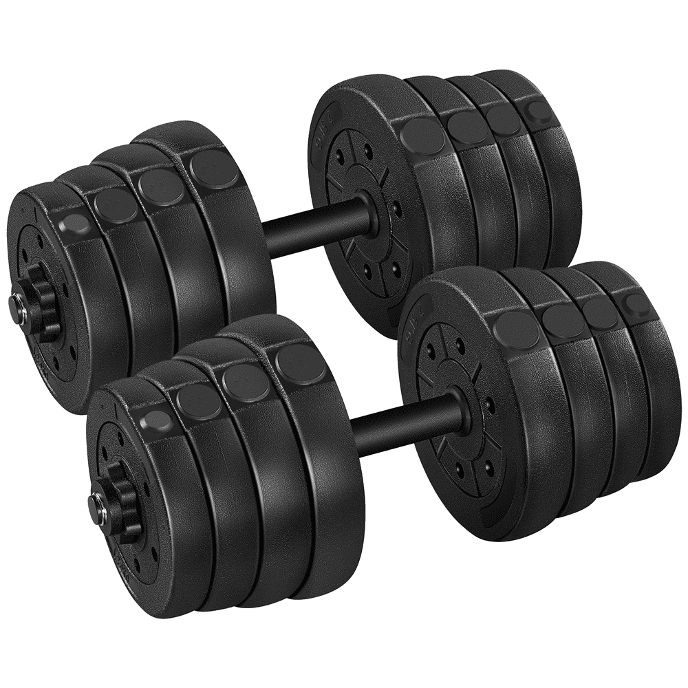 Yaheetech 66 LB Weight Dumbbell Set Fitness Adjustable Cap Gym/Home Barbell Plates Body Workout, Black