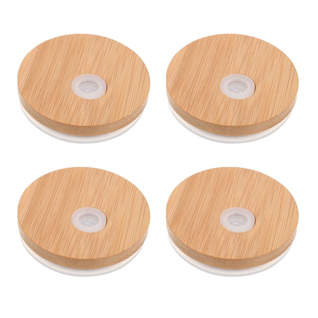 Shisuyan Mason Jar Lids Bamboo Silicone 4Pcs 2.8In