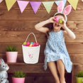 thumbnail image 3 of Easter Basket Holiday Rabbit Bunny Printed Canvas Gift Carry Candy Bag, 3 of 4