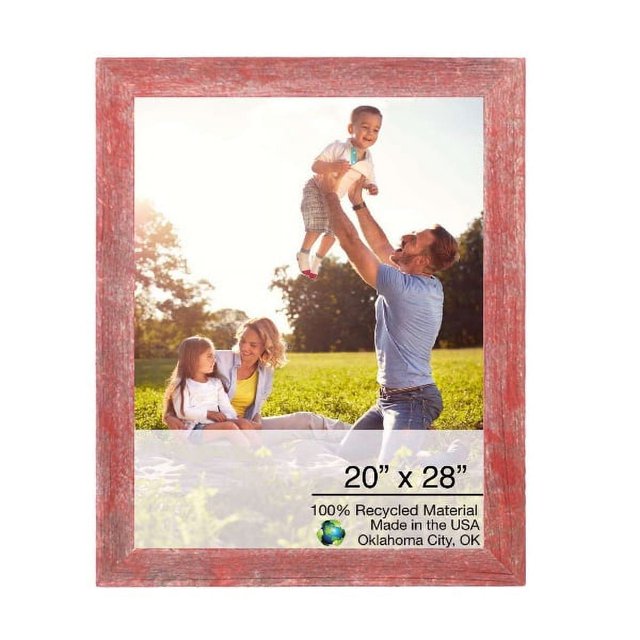 homeroots home decor 386535 20" x 28" Rustic Farmhouse Red Wood Frame