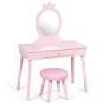 thumbnail image 1 of Patiojoy Kids Princess Vanity Table Set w/ Chair Crown Mirror Pink, 1 of 7