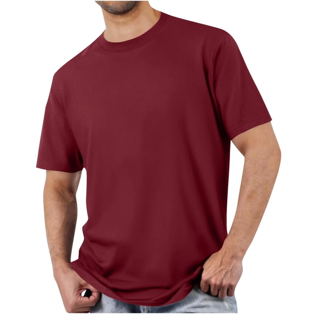 Diufon Men's Athletic T-Shirts Cotton Breathable Short Sleeve Crewneck Pullover Tops Solid Color Basic Shirt