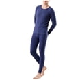 thumbnail image 3 of Sentmoon Ensembles 2 Pcs pour Femmes Hommes Décontractés Rayés Double Face en Polaire Thermique Épaissie Base Thermique Manches Longues Col Rond Haut et Bas Ensemble Automne et Hiver pour Voyage et Commodité Pliable, 3 of 7