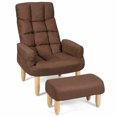 thumbnail image 1 of Gymax Adjustable Sofa Chair Sponge Filled Lounge Armchair With Footstool Ottoman Armrest Brown, 1 of 10