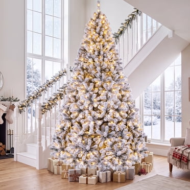 Gymax 9 FT Pre-Lit Artificial Christmas Tree w/ 150 Warm White LED Lights Hinge