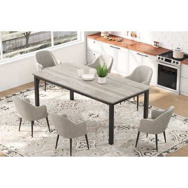 Industrial Dining Table, Rectangle Dining Table for 6-8 People, Kitchen Table with Metal Legs, Wooden Conference Tables Writing Desk for Dining Room, Living Room