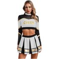 thumbnail image 1 of iiniim Costume de Pom-Pom Girl pour Femmes Uniforme de Cheerleading Tenue Robe 2 Pcs Haut Court avec Jupe Mini Plissée Blanc TG, 1 of 5