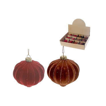 Velveteen Glass Onion Ornament (Asstd) (12/Disp) - Set of 12
