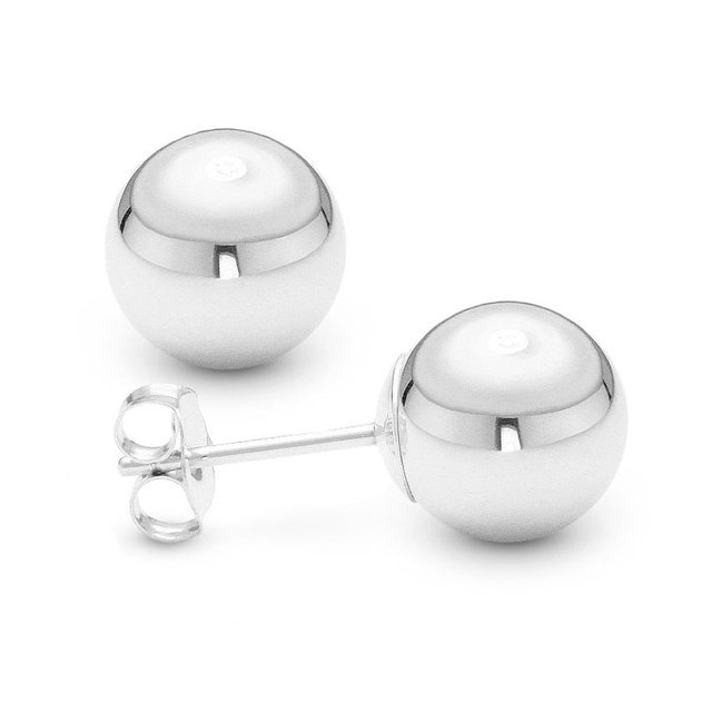 Boucles d'Oreilles à Billes en Or Blanc 14K, 5mm