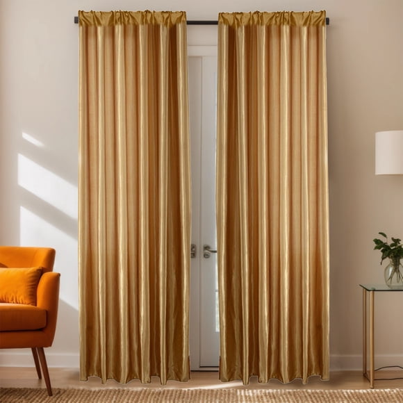 Satin Curtains, Polyester Window Drapes, Elegant Living Room Bedroom Drapes, Blackout Sheer Curtains for Large Windows, Home Decor Window Treatments with Silky Texture