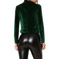 thumbnail image 3 of INSPIRE CHIC Women's Velvet Notched Lapel Zipper Cropped Motorcycle Jacket M Green, 3 of 7