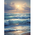 thumbnail image 1 of Ocean Waves Coastal Canvas Wall Art 15.75x11.81 Inches, 1 of 8