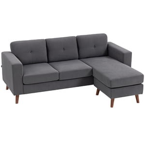HOMCOM Canapé Sectionnel, Canapé L-Shaped avec Chaise Lounge, Gris foncé