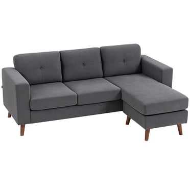 HOMCOM Canapé Sectionnel, Canapé en L avec Chaise Longue, Gris Foncé