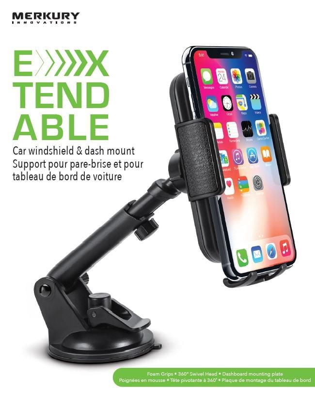 Merkury Innovations Support extensible pour pare-brise et tableau de bord de voiture Noir